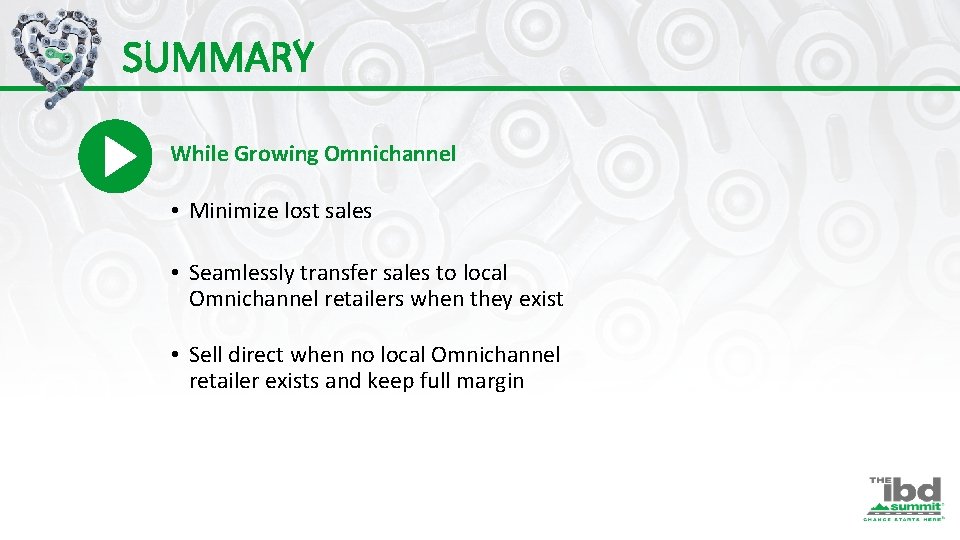 SUMMARY While Growing Omnichannel • Minimize lost sales • Seamlessly transfer sales to local