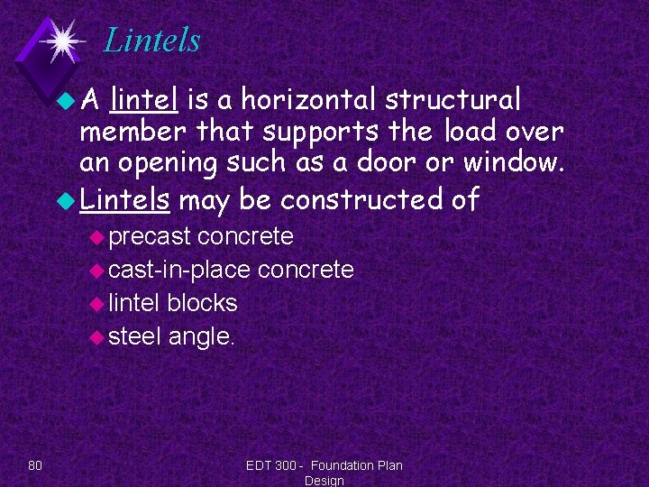 Lintels u. A lintel is a horizontal structural member that supports the load over