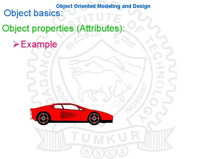 Object Oriented Modeling and Design Object basics: Object properties (Attributes): Ø Example I am Object Oriented Modeling and Design Object basics: Object properties (Attributes): Ø Example I am