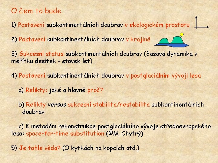 O čem to bude 1) Postavení subkontinentálních doubrav v ekologickém prostoru 2) Postavení subkontinentálních