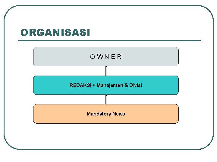 ORGANISASI OWNER REDAKSI + Manajemen & Divisi Mandatory News 