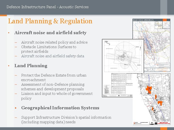 Defence Infrastructure Panel - Acoustic Services Land Planning & Regulation • Aircraft noise and