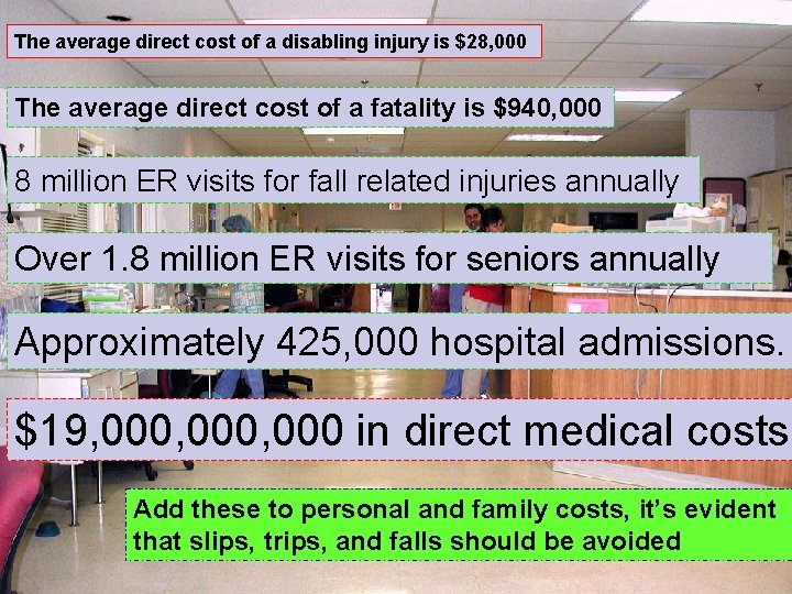 The average direct cost of a disabling injury is $28, 000 The average direct