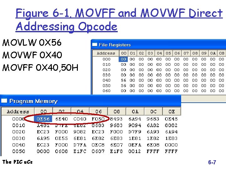 Figure 6 -1. MOVFF and MOVWF Direct Addressing Opcode MOVLW 0 X 56 MOVWF