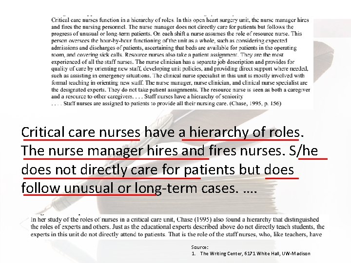 Critical care nurses have a hierarchy of roles. The nurse manager hires and fires