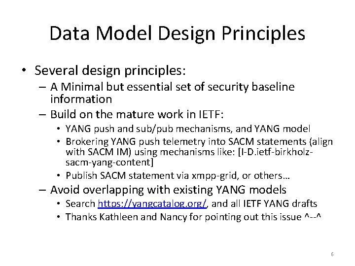 Data Plane Security Baseline Data Model for Network