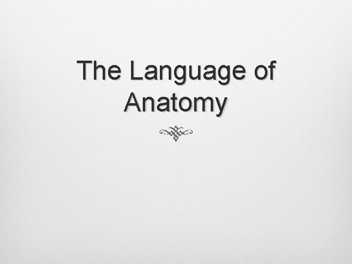 The Language of Anatomy 
