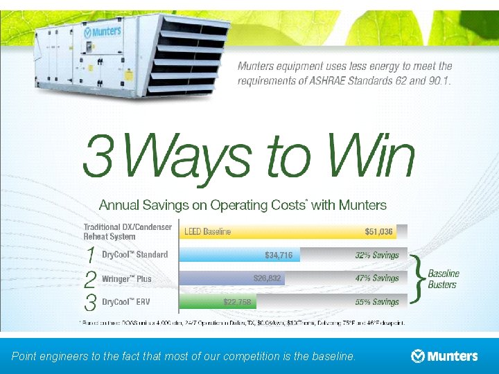 Point engineers to the fact that most of our competition is the baseline. 