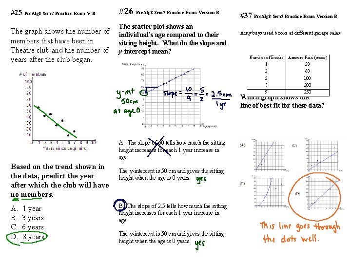 #25 Pre. Alg 8 Sem 2 Practice Exam V: B The graph shows the