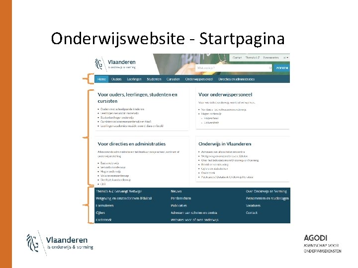 Onderwijswebsite - Startpagina 