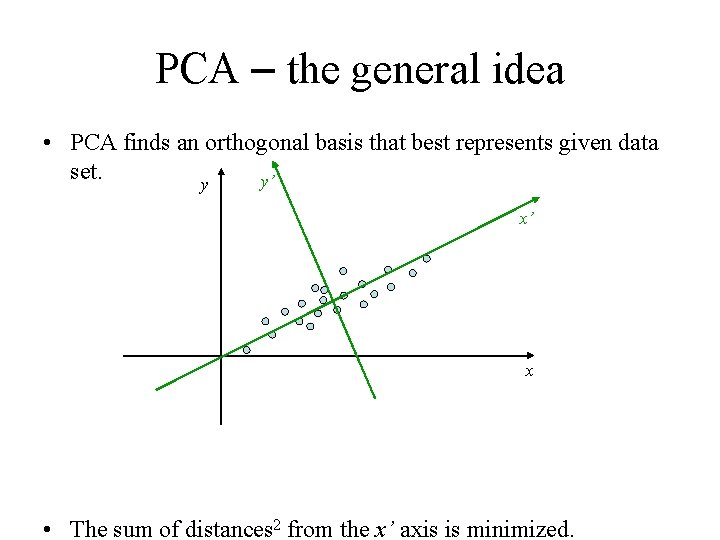 PCA – the general idea • PCA finds an orthogonal basis that best represents