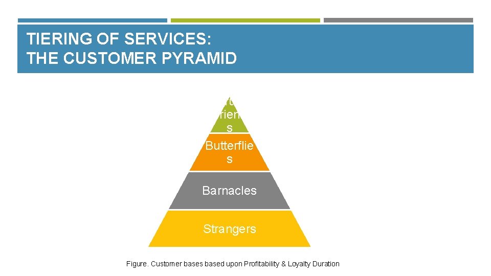 TIERING OF SERVICES: THE CUSTOMER PYRAMID True Friend s Butterflie s Barnacles Strangers Figure.