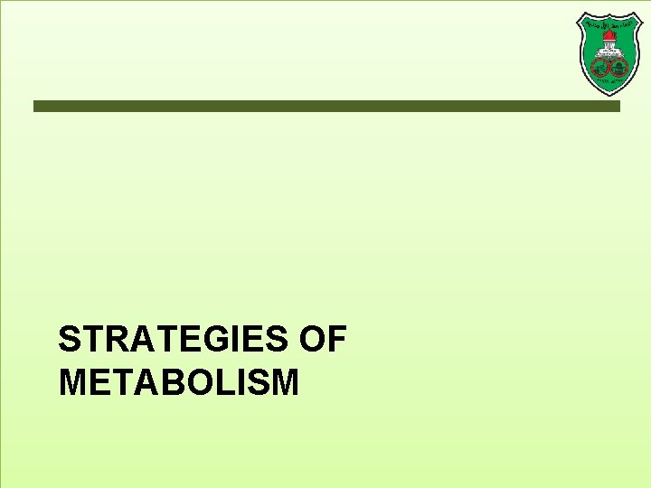 STRATEGIES OF METABOLISM 