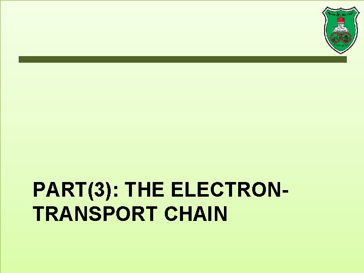 PART(3): THE ELECTRONTRANSPORT CHAIN 