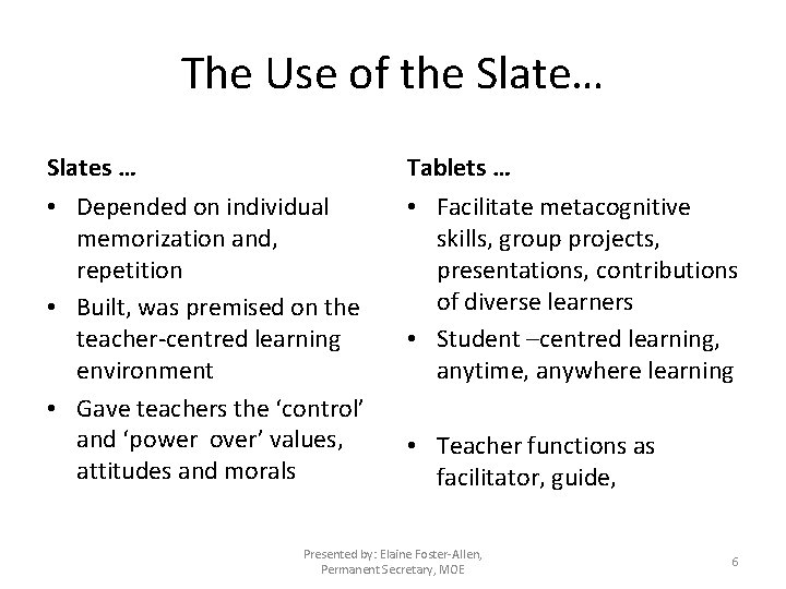 The Use of the Slate… Slates … Tablets … • Depended on individual memorization