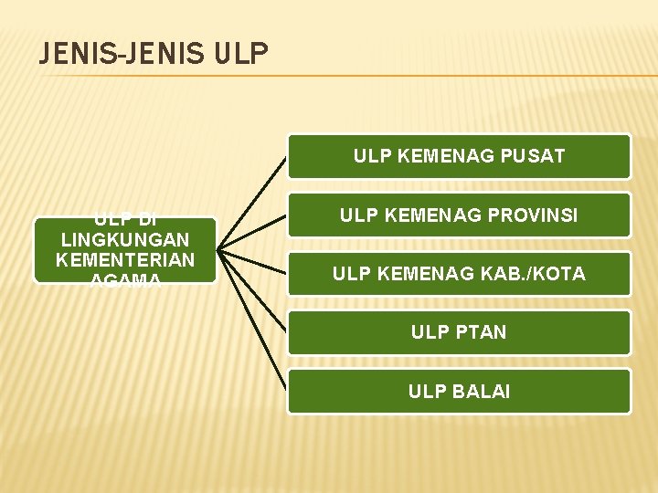 JENIS-JENIS ULP KEMENAG PUSAT ULP DI LINGKUNGAN KEMENTERIAN AGAMA ULP KEMENAG PROVINSI ULP KEMENAG