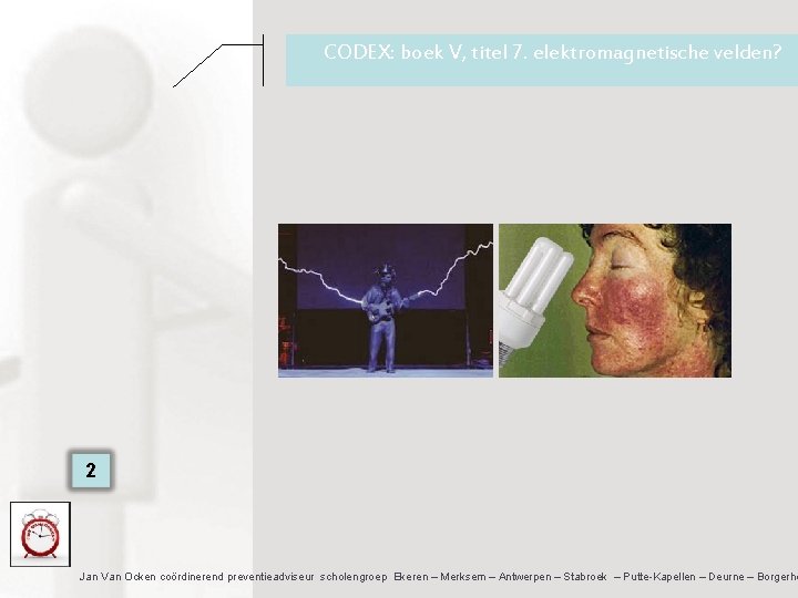 CODEX: boek V, titel 7. elektromagnetische velden? 2 Jan Van Ocken coördinerend preventieadviseur scholengroep