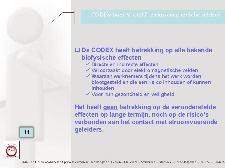 CODEX: boek V, titel 7. elektromagnetische velden? q De CODEX heeft betrekking op alle