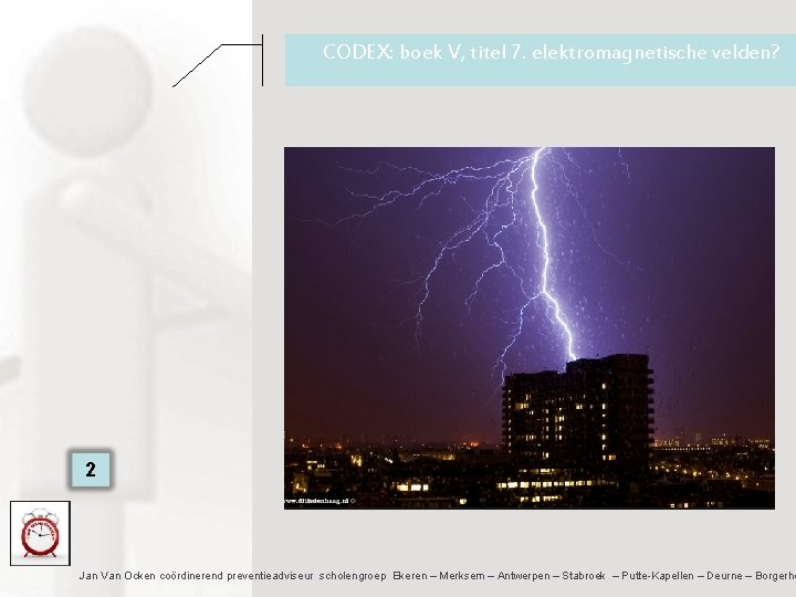 CODEX: boek V, titel 7. elektromagnetische velden? 2 Jan Van Ocken coördinerend preventieadviseur scholengroep