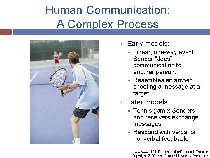 Human Communication: A Complex Process § Early models: § § § Linear, one-way event: