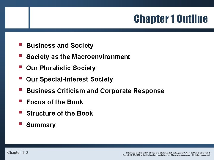 Chapter 1 Outline § § § § Business and Society as the Macroenvironment Our