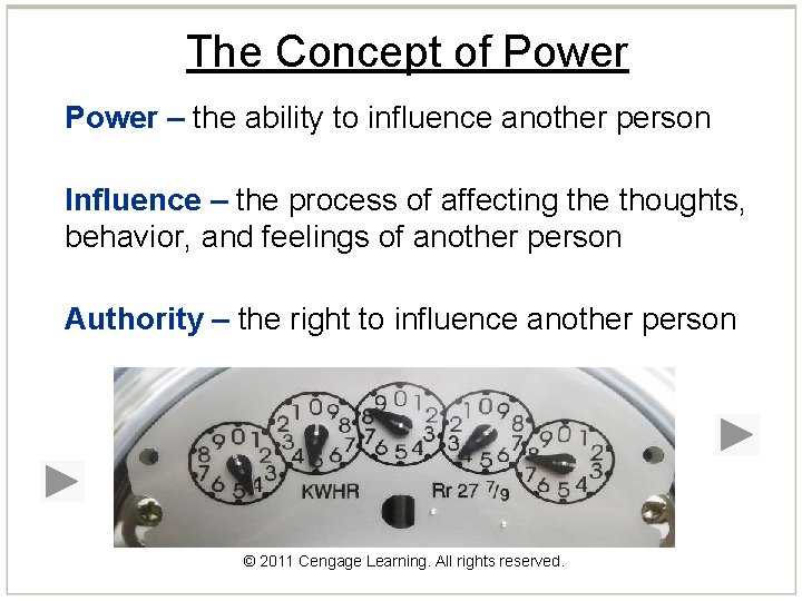 The Concept of Power – the ability to influence another person Influence – the The Concept of Power – the ability to influence another person Influence – the