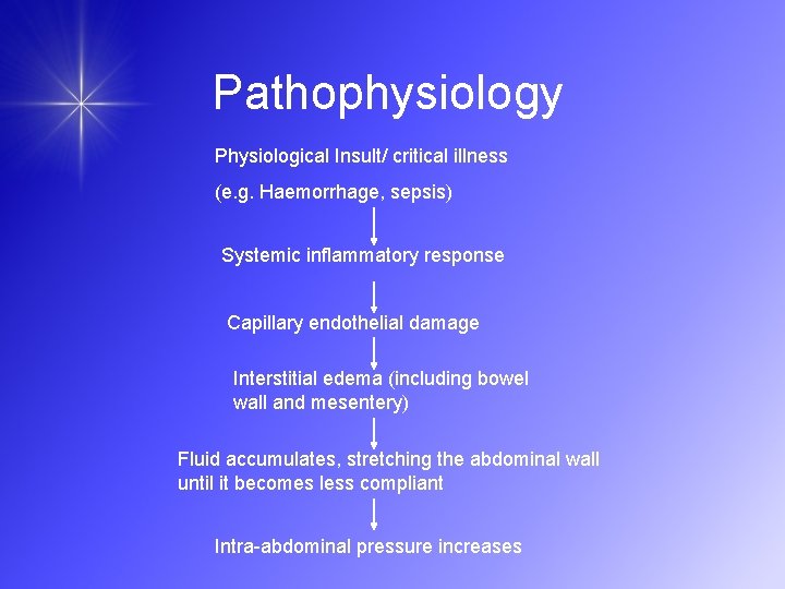Pathophysiology Physiological Insult/ critical illness (e. g. Haemorrhage, sepsis) Systemic inflammatory response Capillary endothelial
