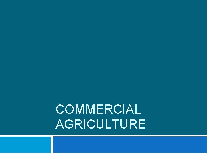 COMMERCIAL AGRICULTURE 