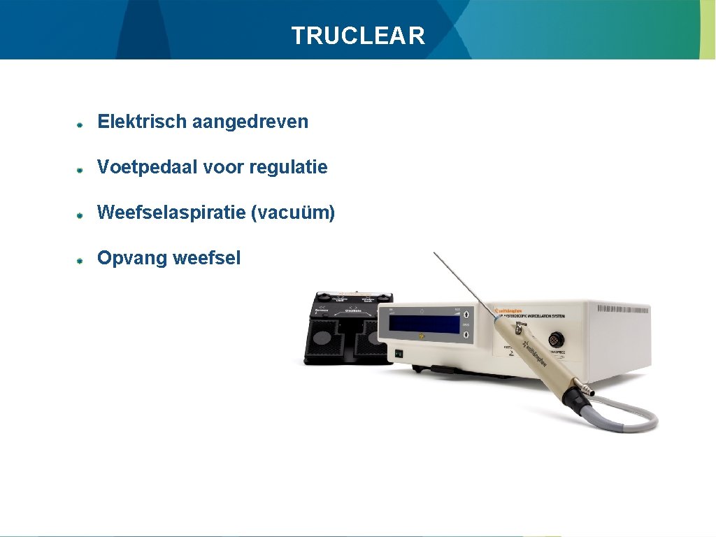 TRUCLEAR Elektrisch aangedreven Voetpedaal voor regulatie Weefselaspiratie (vacuüm) Opvang weefsel 