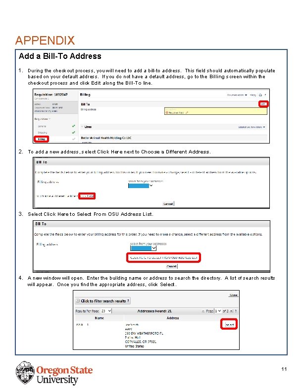 APPENDIX Add a Bill-To Address 1. During the checkout process, you will need to
