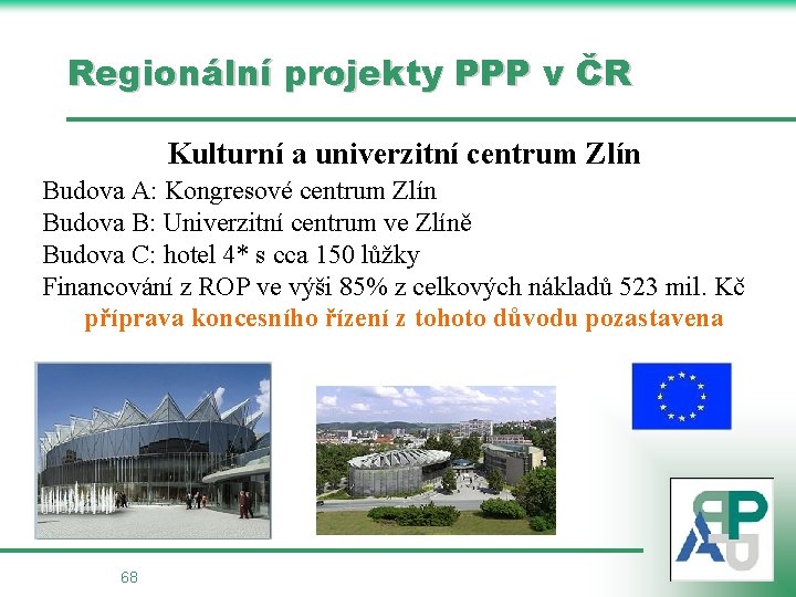 Regionální projekty PPP v ČR Kulturní a univerzitní centrum Zlín Budova A: Kongresové centrum