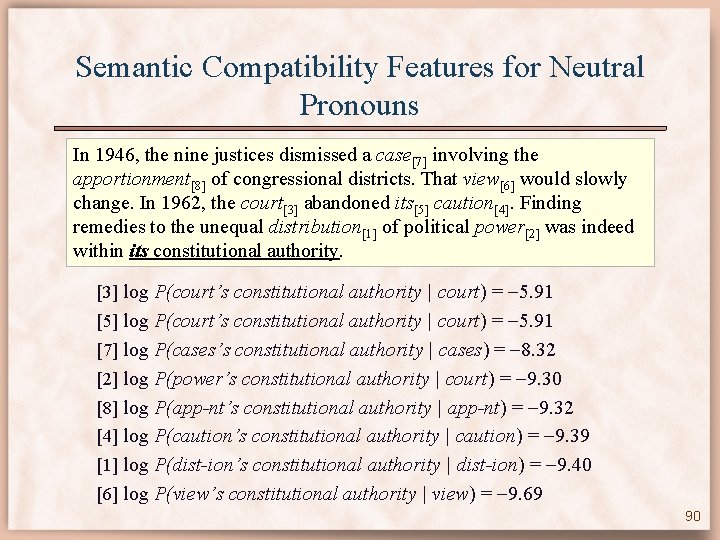 Semantic Compatibility Features for Neutral Pronouns In 1946, the nine justices dismissed a case[7]