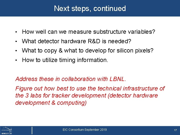 Next steps, continued • How well can we measure substructure variables? • What detector