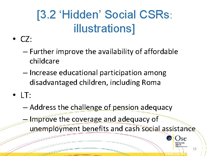  • CZ: [3. 2 ‘Hidden’ Social CSRs: illustrations] – Further improve the availability