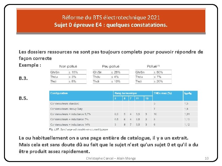 Réforme du BTS électrotechnique 2021 Sujet 0 épreuve E 4 : quelques constatations. Les