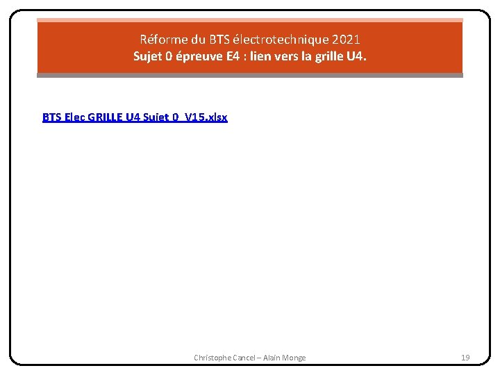 Réforme du BTS électrotechnique 2021 Sujet 0 épreuve E 4 : lien vers la