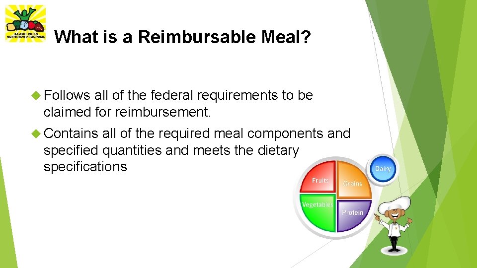 What is a Reimbursable Meal? Follows all of the federal requirements to be claimed