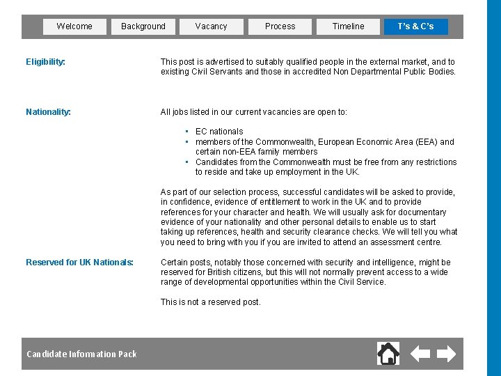 Welcome Background Vacancy Process Timeline T’s & C’s Eligibility: This post is advertised to