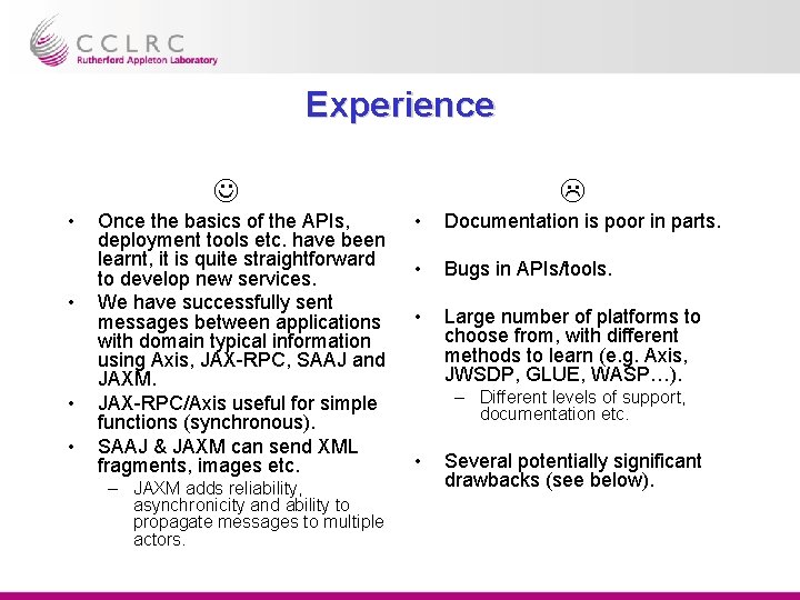 Experience • • Once the basics of the APIs, deployment tools etc. have been