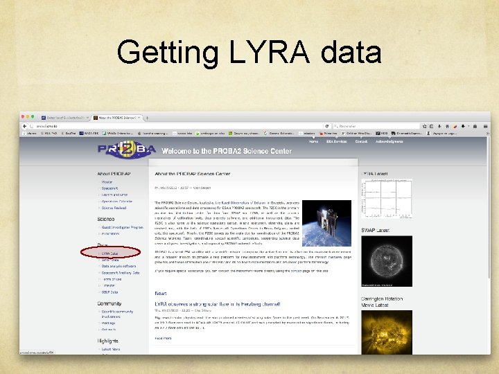Getting LYRA data 