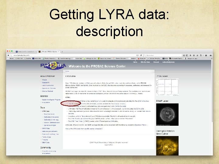 Getting LYRA data: description 