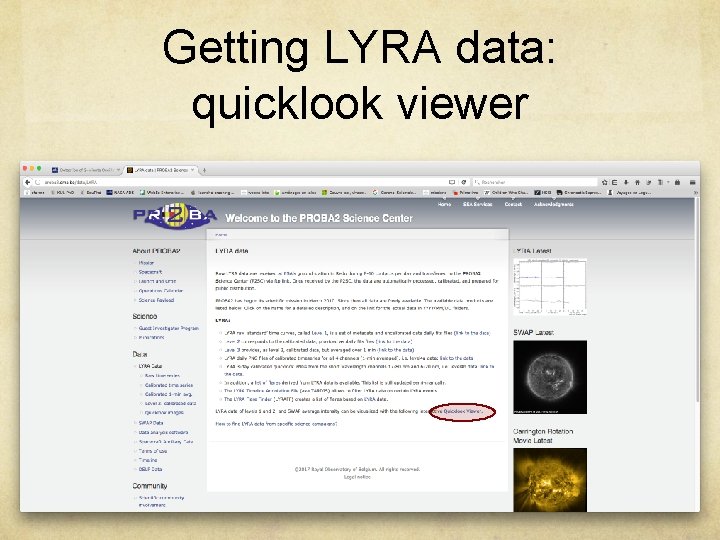Getting LYRA data: quicklook viewer 