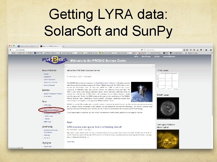 Getting LYRA data: Solar. Soft and Sun. Py 