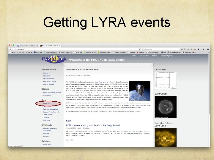 Getting LYRA events 