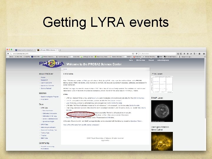 Getting LYRA events 