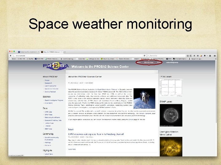 Space weather monitoring 
