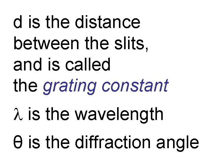 d is the distance between the slits, and is called the grating constant l