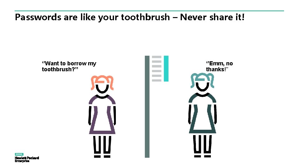 Passwords are like your toothbrush – Never share it! ‘’Want to borrow my toothbrush?