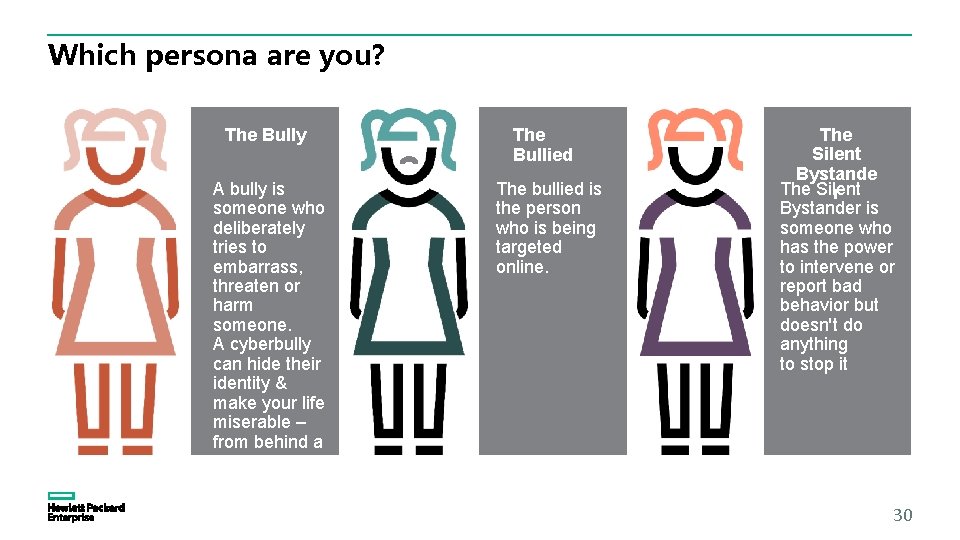 Which persona are you? The Bully A bully is someone who deliberately tries to