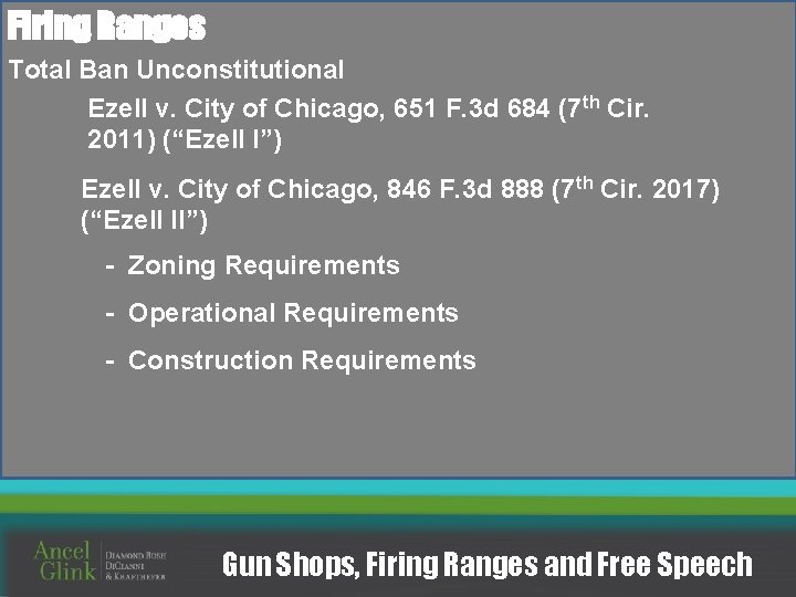 Firing Ranges Total Ban Unconstitutional Ezell v. City of Chicago, 651 F. 3 d